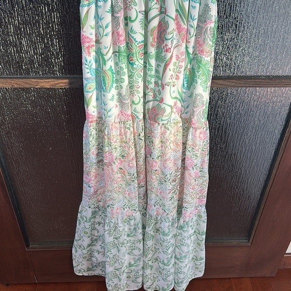 House Of Harlow 1960 x Revolve Tiered Ruffle Pastel Paisley Maxi Dress size med - Picture 12 of 14